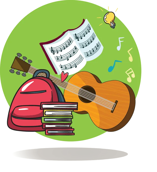 Ilustração de material de estudo de violão