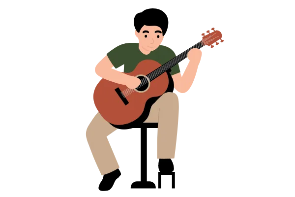 Ilustração de pessoa tocando violão clássico