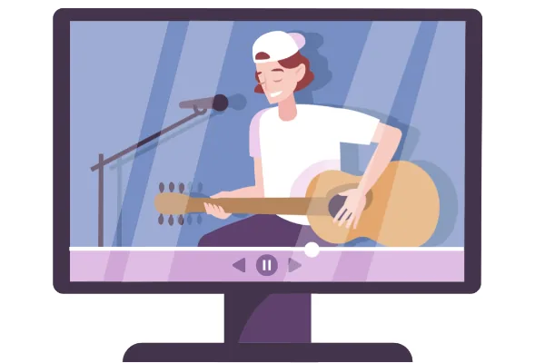 Ilustração de aula de violão online
