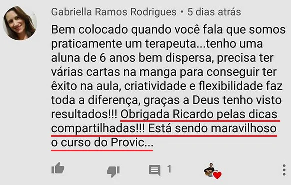Depoimento de Gabriella Ramos Rodrigues sobre o curso Provic
